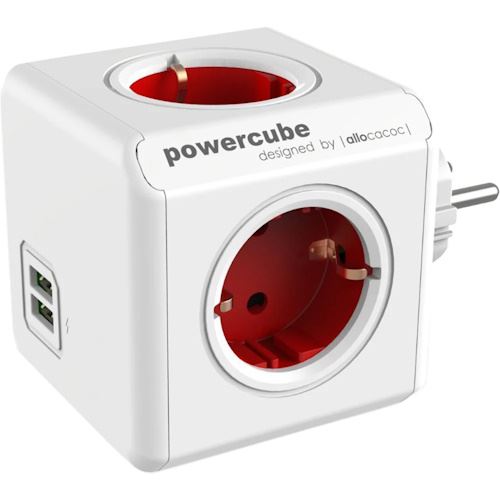 Tomada Allocacoc Powercube 4T+ 2USB 1.5m - Vermelho Hot on Sale