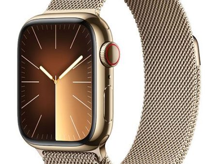 Apple Watch Series 9 GPS 41mm - Cellular - Aço Inoxidável Dourado | Bracelete Milanese Dourado Sale