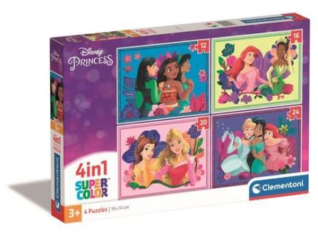 Puzzle Super Color 4 em 1: Disney Princess - Clementoni on Sale